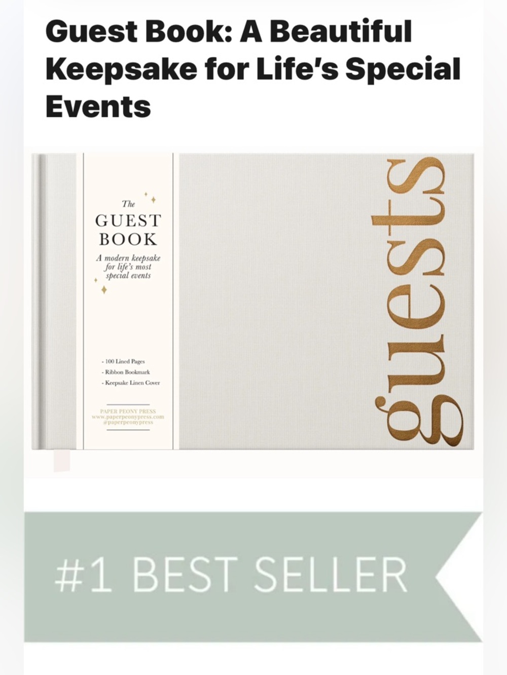 Winks Guest Book with Gold Foil Script 6.5x6.5”